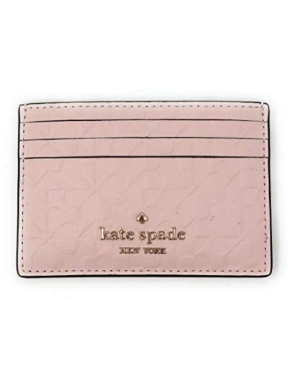 Kate Spade NY Hallie Clover Embossed Small Slim Card Case, Peachpuff